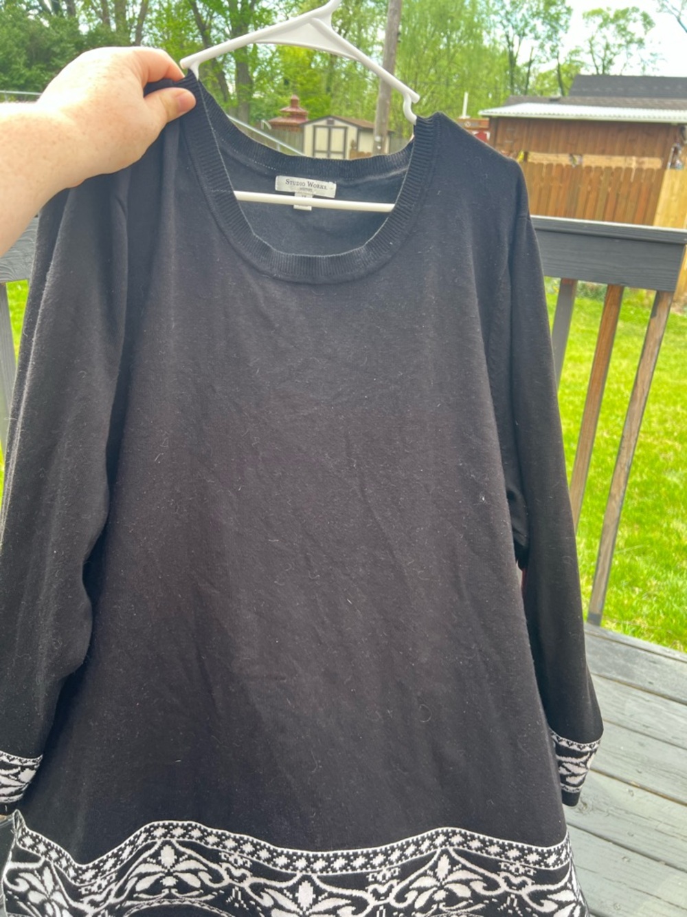 Studio Works Black Knit Top with White Label Detail